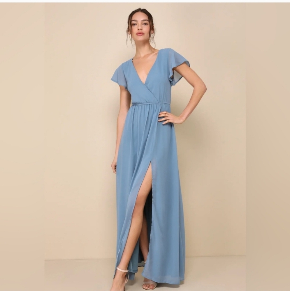 Lulu's Slate Blue Maxi Dress